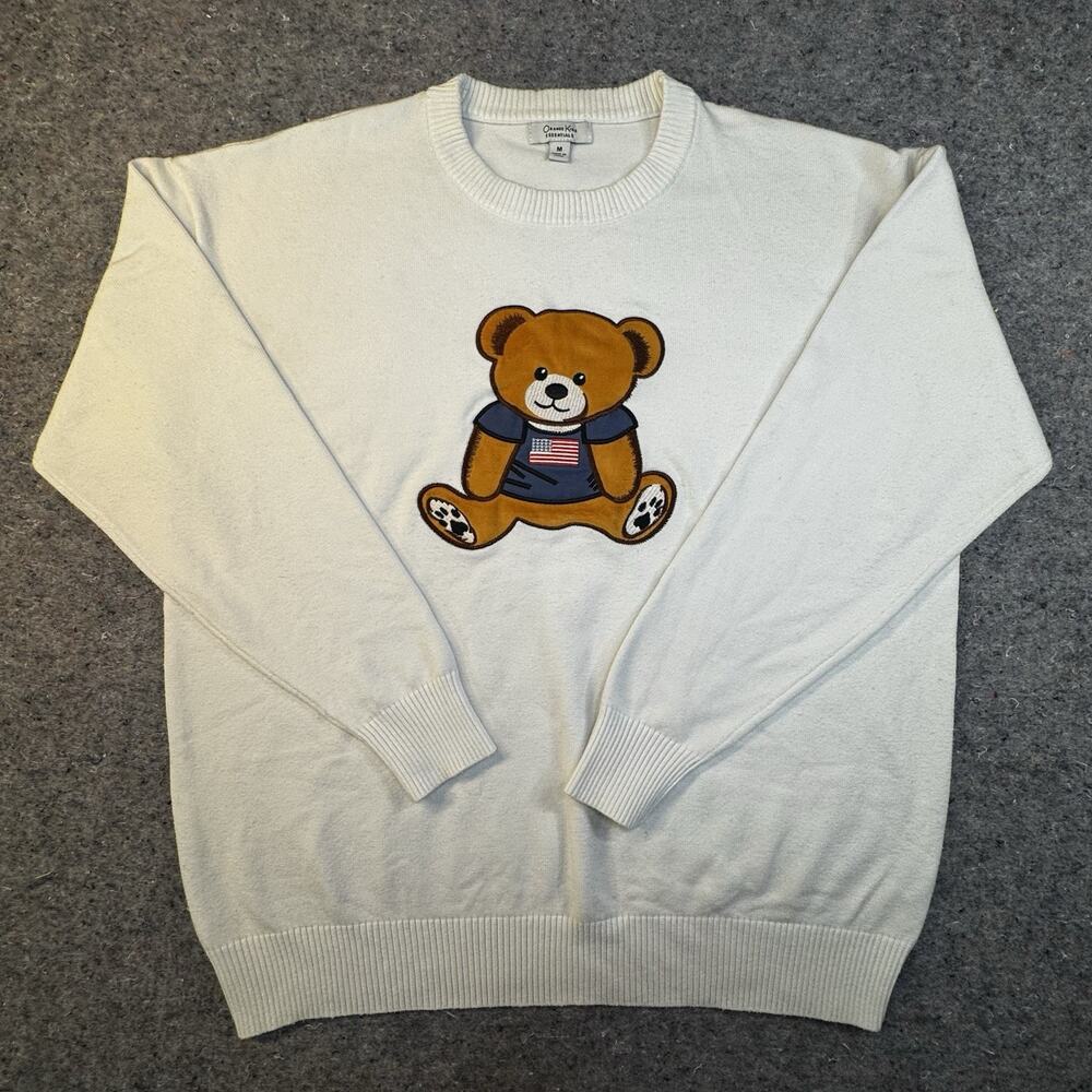 Orange Kiss Polo Bear Ralph Lauren Style Teddy Bear Sweater M Cream Graphic -395